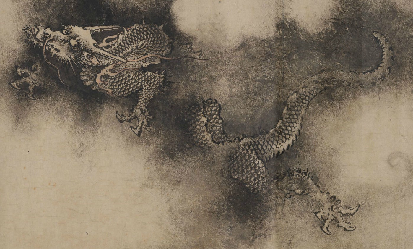 1398x842 Chinese - Traditional Japanese Dragon Painting