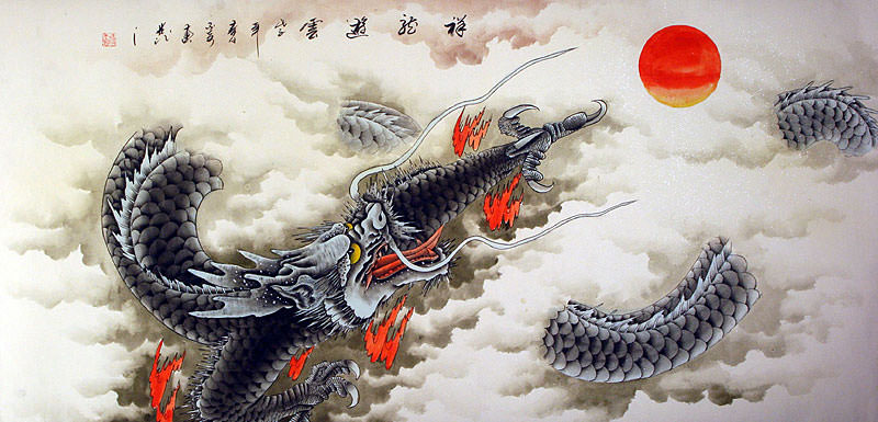 800x385 Huge Dragon Painting - Traditional Japanese Dragon Painting