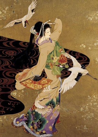 322x450 Japanese Prints, Paintings Amp Famous Artists - Traditional Japanese Geisha Painting