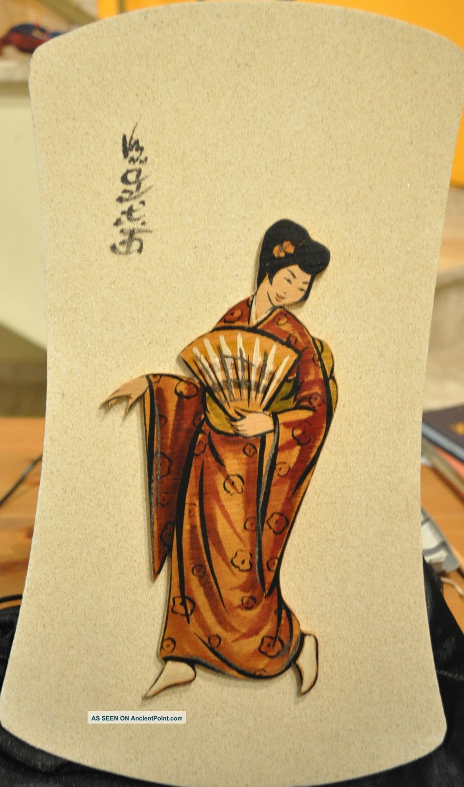 943x1600 Traditional Japan Wood Geisha In Kimono Figure Painting On Wooden - Traditional Japanese Geisha Painting