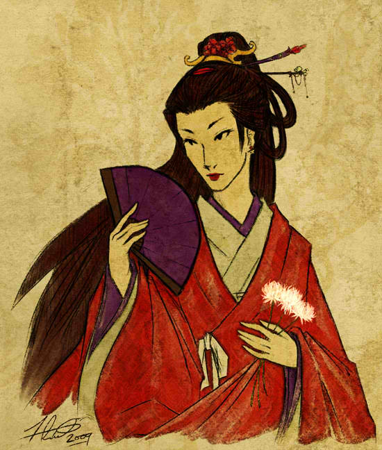 550x648 Japanese Traditional Painting Design Inspiration - Traditional Japanese Woman Painting