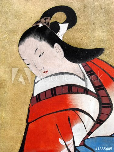 375x500 Beautiful Japanese Woman Wearing Traditional Kimon - Traditional Japanese Woman Painting