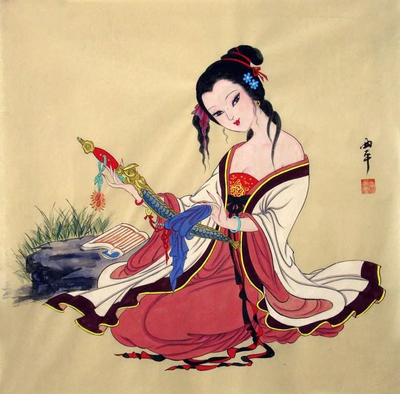 811x800 Chinese Beautiful Ladies Paintings, China Beautiful Ladies Art - Traditional Japanese Woman Painting