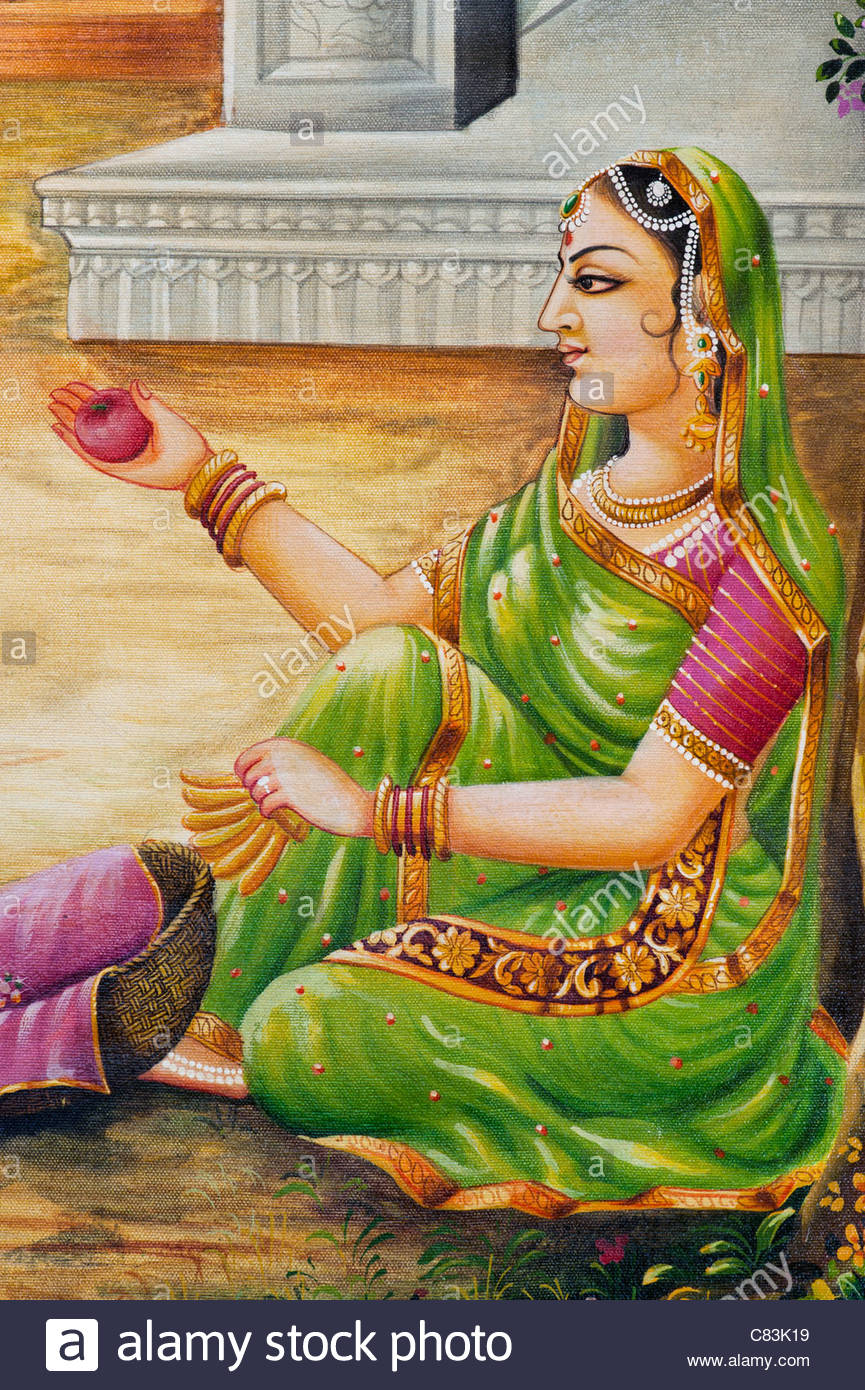 865x1390 Traditional Indian Oil Painting On Canvas Of An Indian Woman Gopi - Traditional Painting