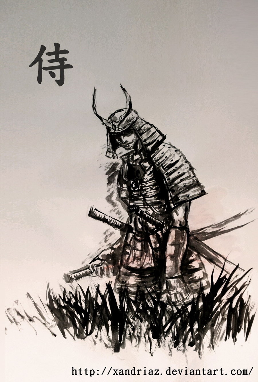 900x1329 Samurai By Xandriaz - Traditional Samurai Painting