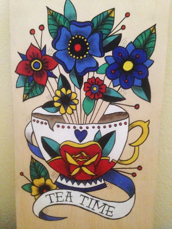 570x760 Tea Time Traditional Tattoo Painting Traditional By Mastenmade - Traditional Tattoo Painting
