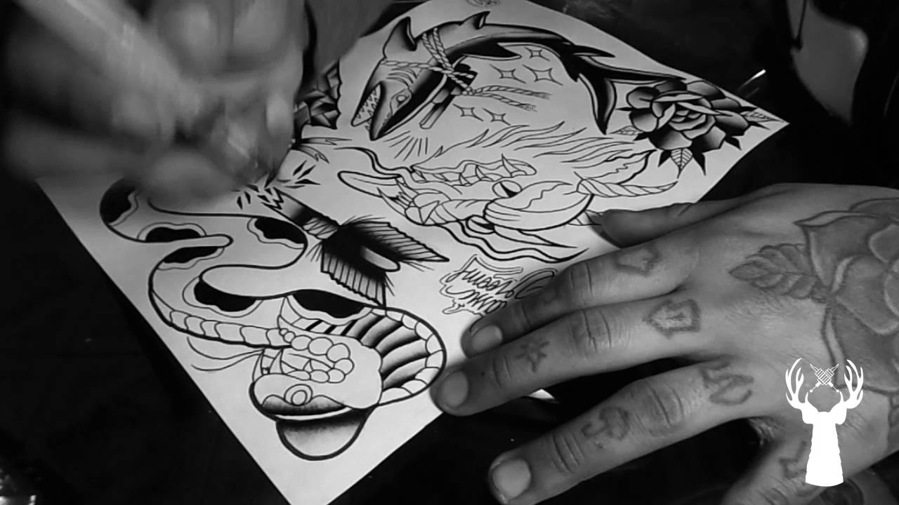 1280x720 Traditional Tattoo Flash Painting - Traditional Tattoo Painting