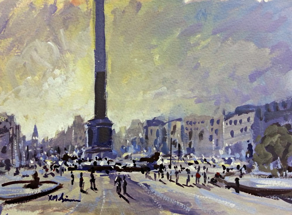 1000x739 Roytheartist And Friends Trafalgar Square Impressionist Painting - Trafalgar Square Painting