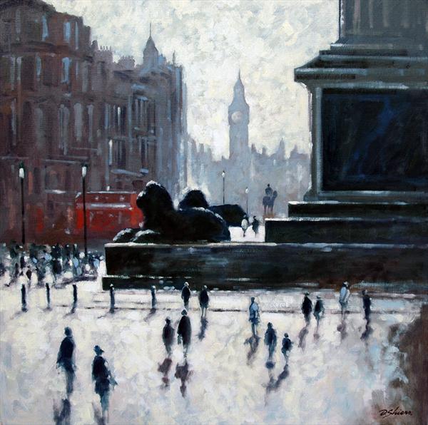 600x596 Trafalgar Square, London. By David Shiers Artgallery.co.uk - Trafalgar Square Painting