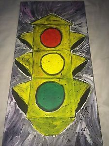 225x300 Old School Traffic Light Acrylic Painting. Artist Direct! 12x24 - Traffic Light Painting