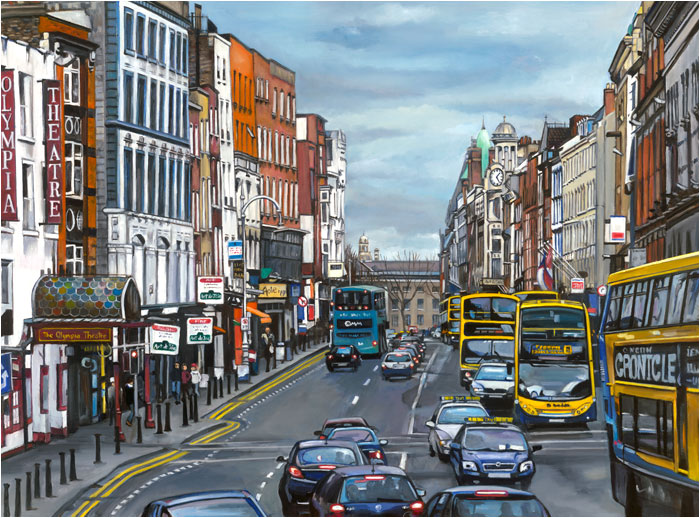 700x518 Art De Joie Painting Of Dublin, Ireland - Traffic Painting
