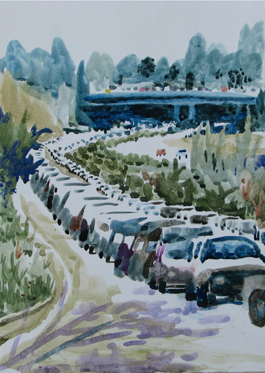 384x540 Bob Caffrey Watercolors - Traffic Painting