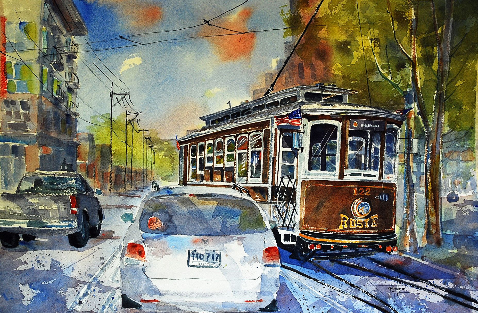 1854x1215 City Scene Watercolor Art That Pleases Me Watercolor - Traffic Painting