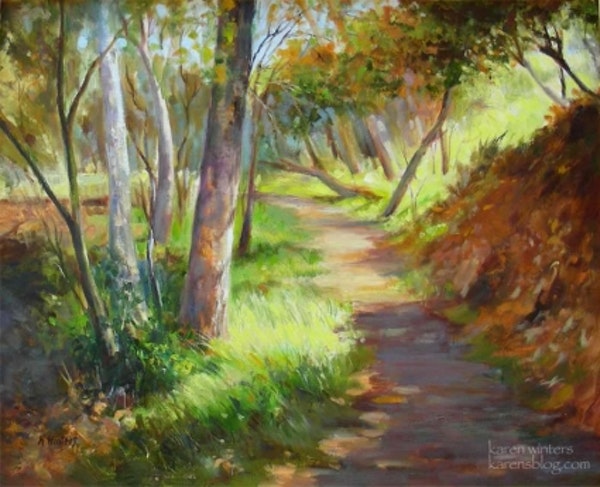 600x487 Flint Canyon Trail, Autumn By Artist Karen Winters, - Trail Painting