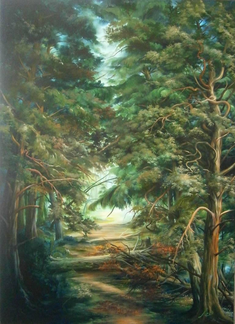 770x1061 Saatchi Art Forest Trail Painting By Leon Art - Trail Painting