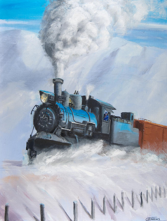 681x900 First Train Through Painting By Christopher Jenkins - Train Painting