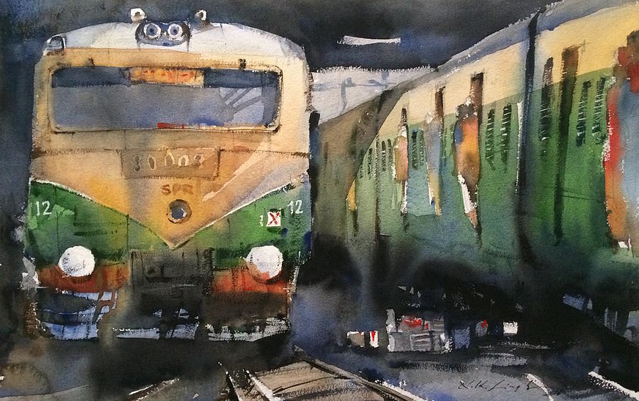 900x565 Indian Local Train Art Painting By Nitin Singh - Train Painting