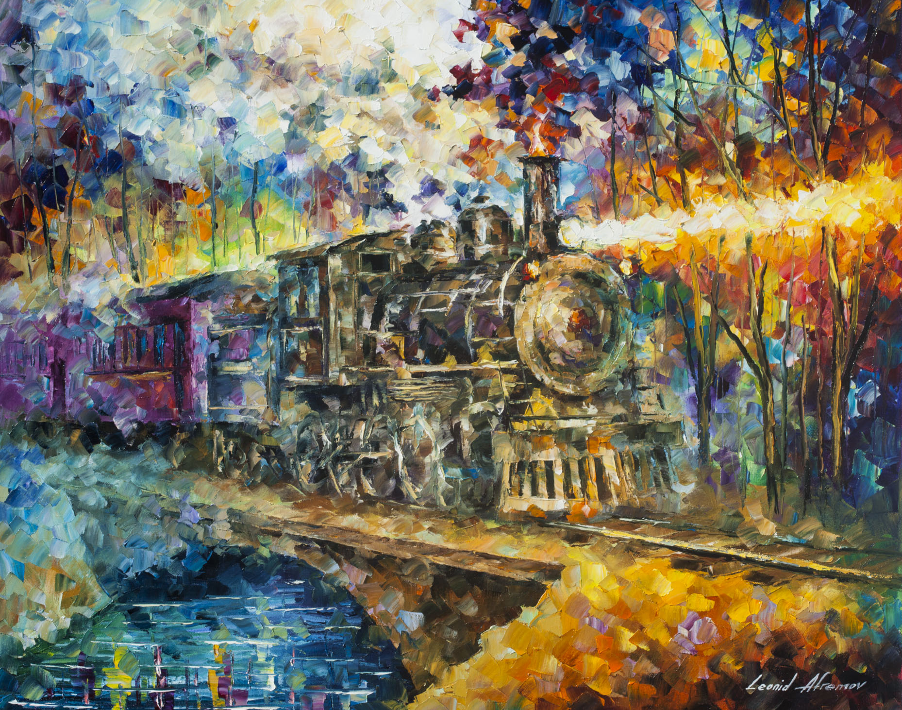 1858x1462 Old Vapor Train - Train Painting