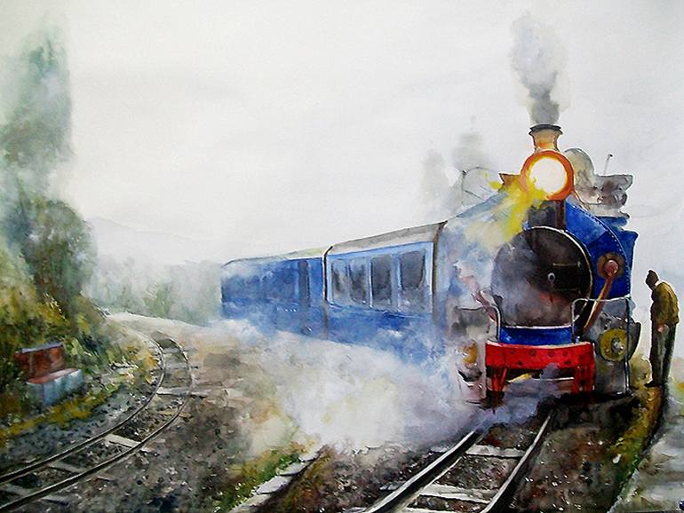 770x578 Saatchi Art Toy Train Sold Painting By Sudipta Kundu - Train Painting