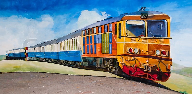 800x393 The Painting Of Train Stock Photo Colourbox - Train Painting
