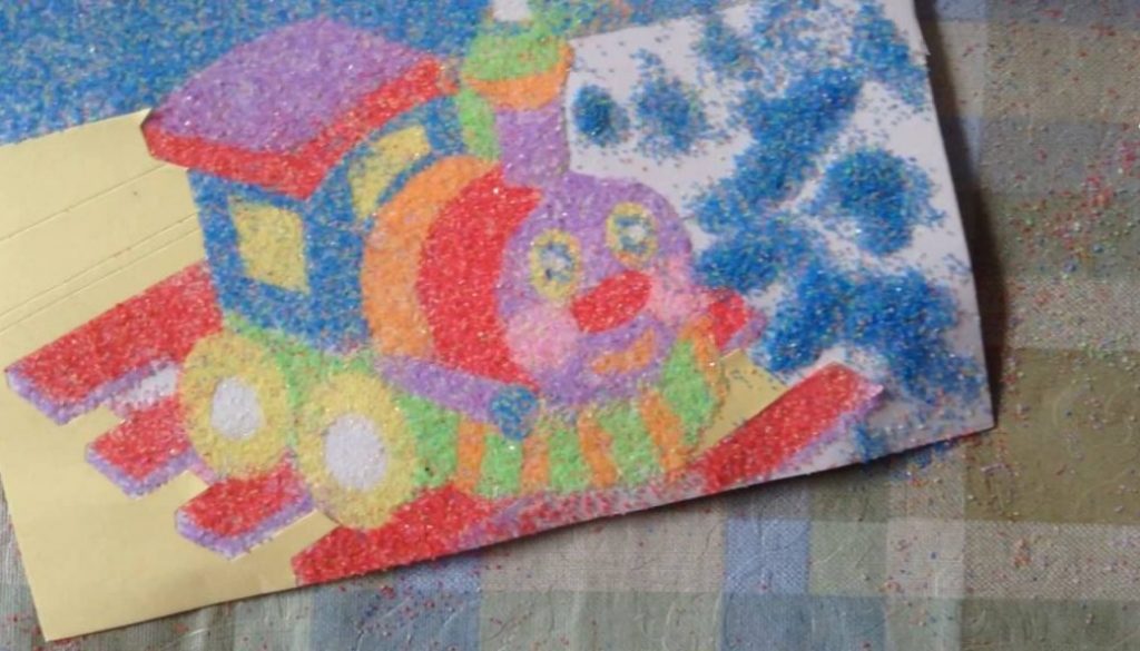 1024x585 Train Sand Painting Paint With Sand Craft Kit For Kids Craft - Train Painting For Kids