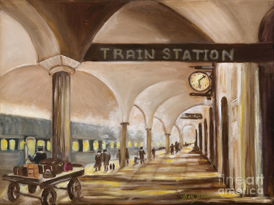 900x674 Old Train Station Painting By Pati Pelz - Train Station Painting