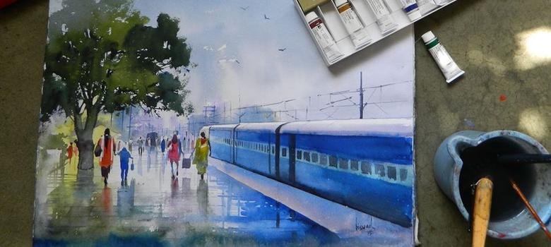 780x350 A Ticket Examiner Captures The Beauty Of Indian Railways In These - Train Station Painting
