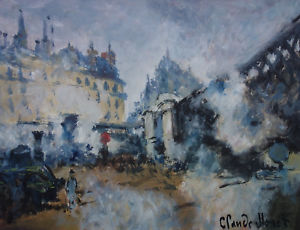 300x230 Ultra Rare Train Station Painting, Signed, Claude Monet With Coa - Train Station Painting