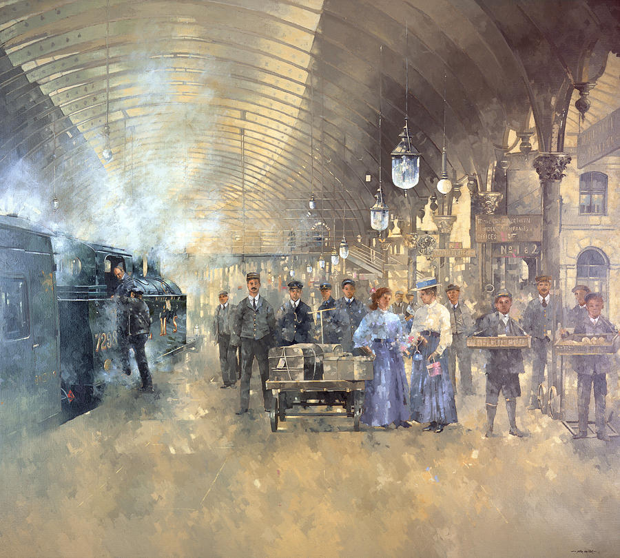900x810 York Railway Station Painting By Peter Miller - Train Station Painting