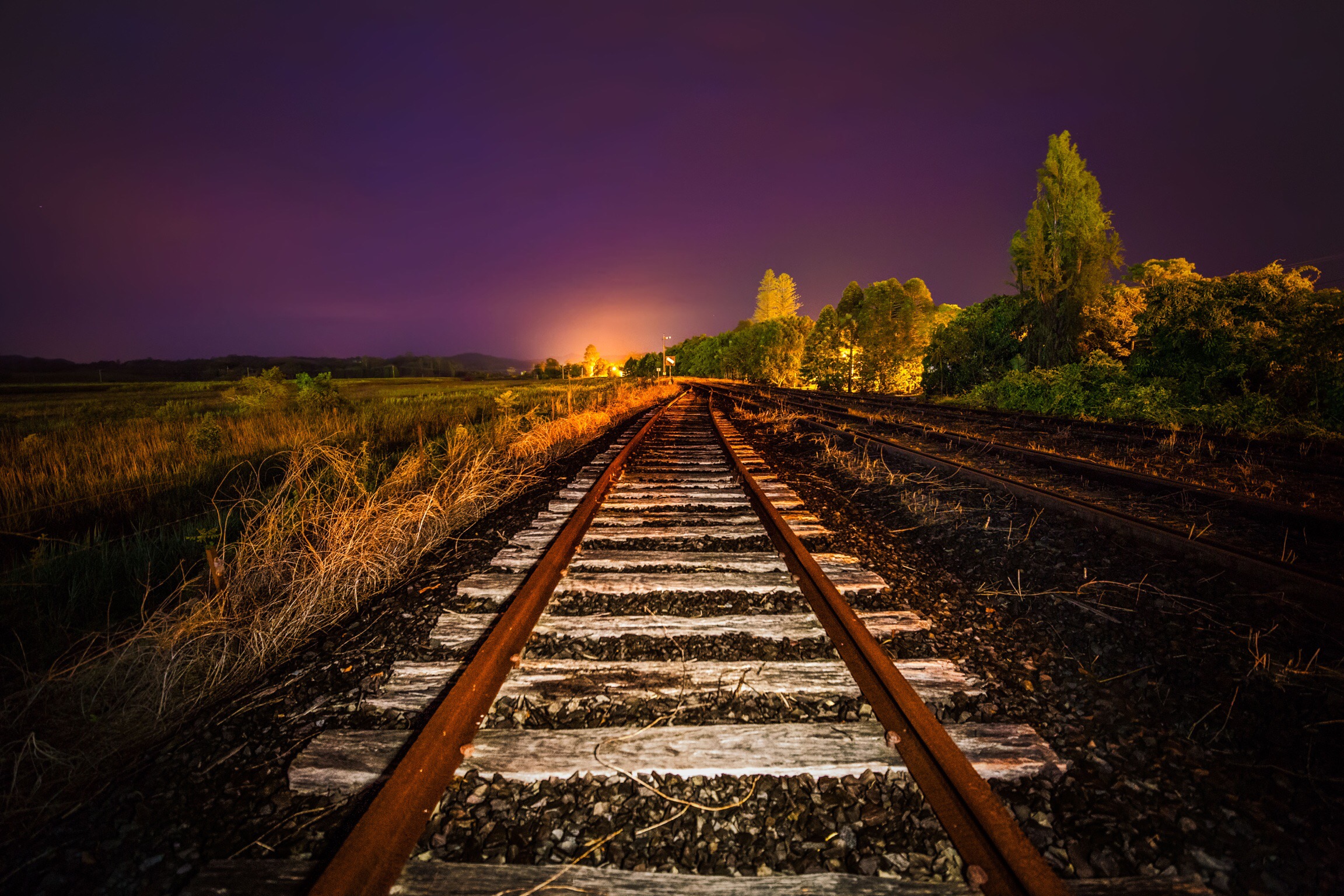 2304x1536 Painting With Light Exposing Nature Photography - Train Track Painting