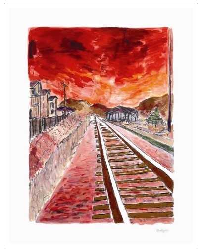 406x510 Train Tracks By Bob Dylan 27 January - Train Track Painting
