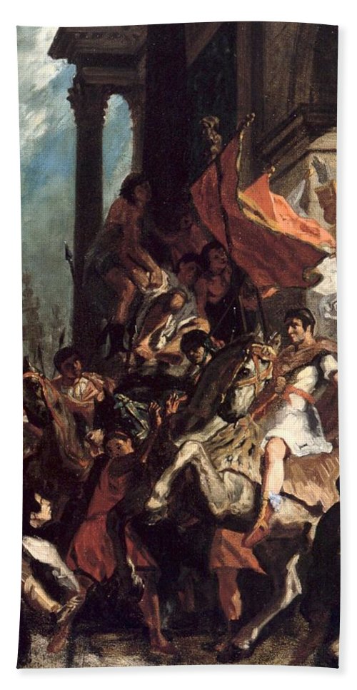 500x967 The Justice Of Trajan Beach Sheet For Sale By Eugene Delacroix - Trajan Painting