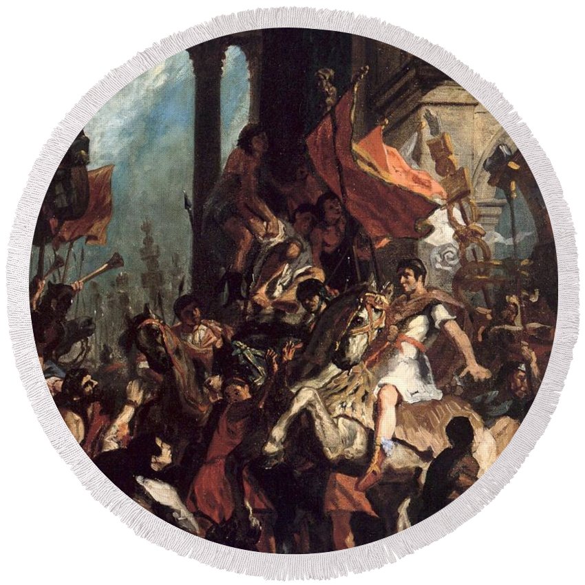 850x850 The Justice Of Trajan Round Beach Towel For Sale By Eugene Delacroix - Trajan Painting