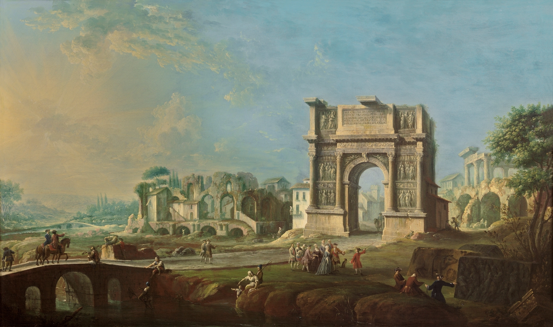 1920x1135 Antonio Joli, View Of Queen Maria Amalia Of Saxony - Trajan Painting