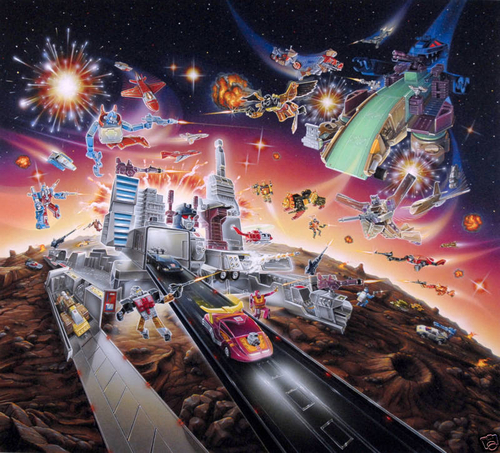 500x453 Original Transformers G1 Packaging Art Painting Up For Auction - Transformers Painting