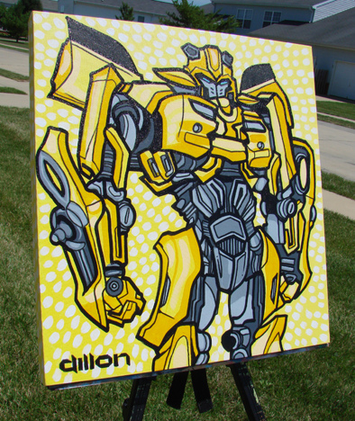 394x468 Painting Of Bumble Bee Transformer By Dillon Spray Paint - Transformers Painting