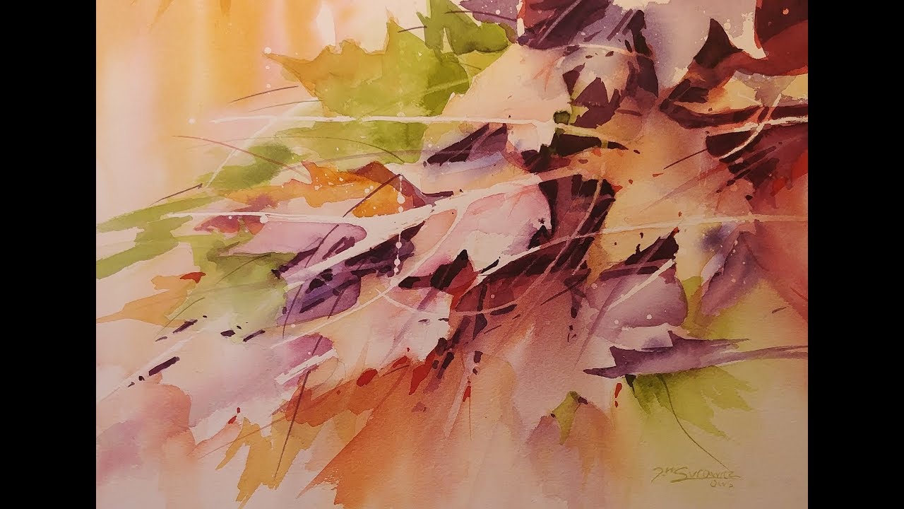 1280x720 Fall Foliage Transparent Watercolor Demonstration - Transparent Painting