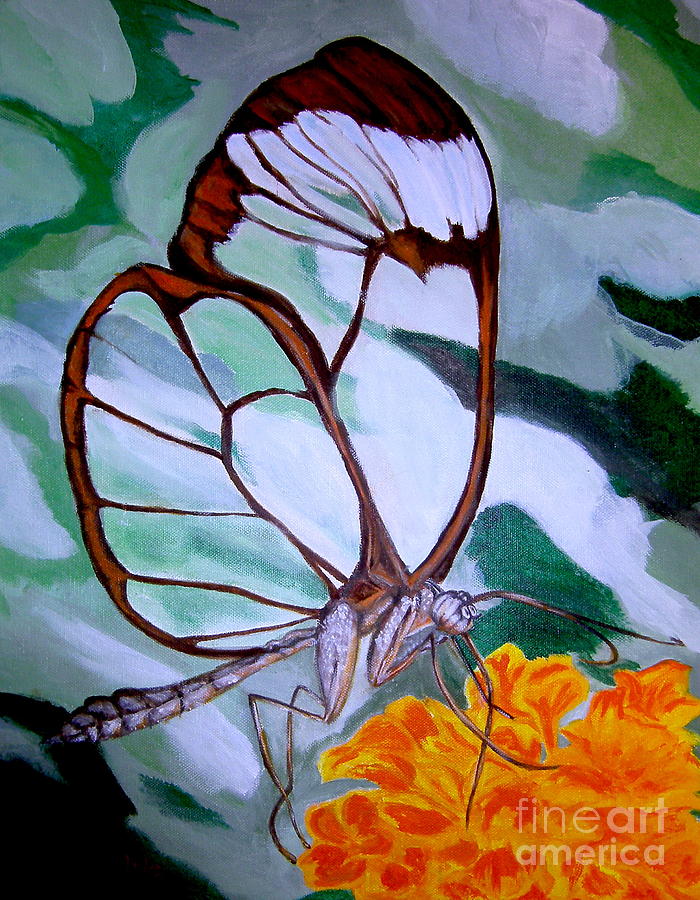 700x900 Transparent Winged Butterfly Painting By Nancy Rucker - Transparent Painting