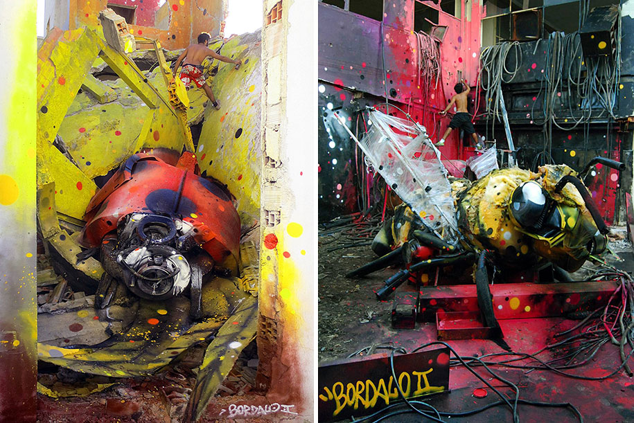915x611 Street Artist Uses Junk To Create - Trash Painting
