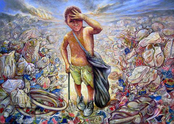 600x426 The Sun In The Trash Painting By Momo Calascibetta - Trash Painting