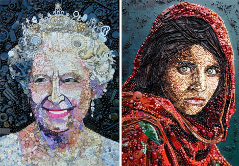 468x325 Elizabeth, Queen Of Trash Recycled Art By Jane Perkins - Trash Painting