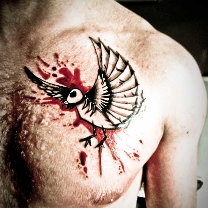 700x700 Trash Polka Bird Done By Apprentice Tattooist - Trash Polka Painting