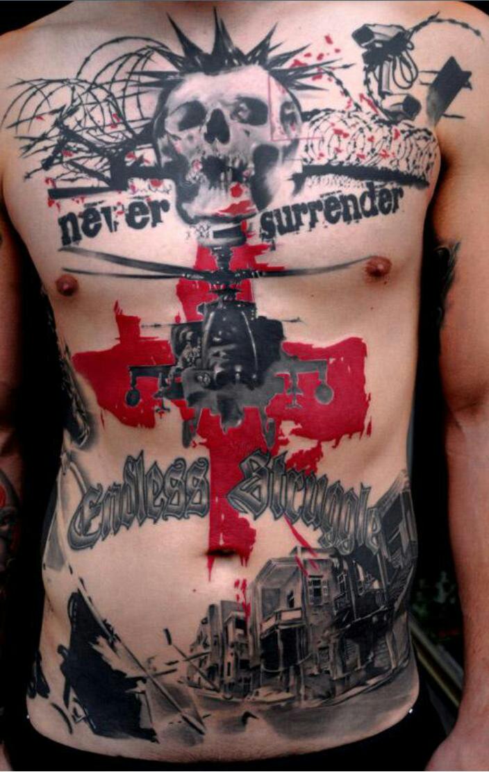 704x1112 Buena Vista Tattoo Club Realistic Trash Polka Tattoos By Volko - Trash Polka Painting