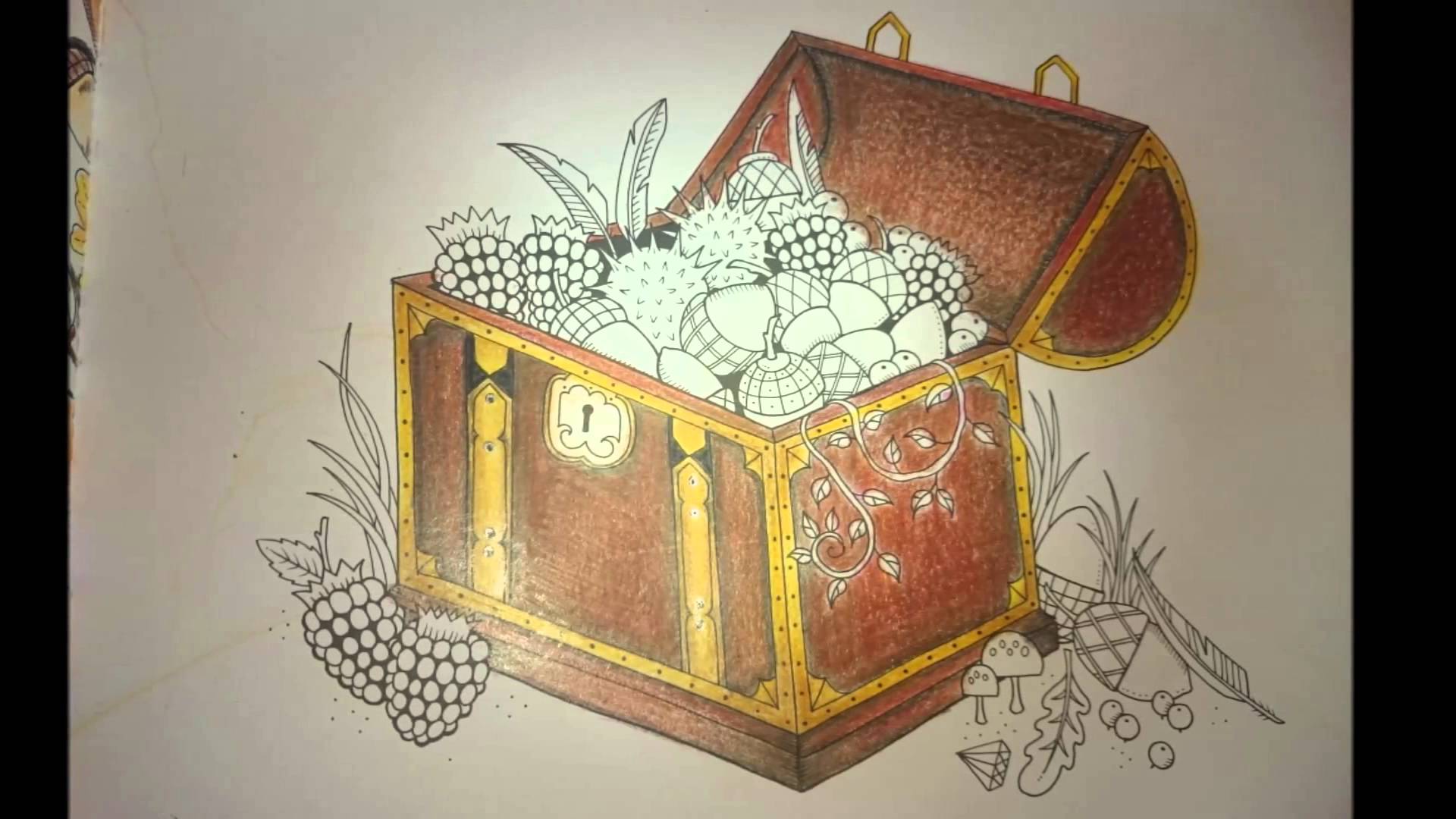 1920x1080 Johanna Basford Enchanted Forest Treasure Chest Painting - Treasure Chest Painting