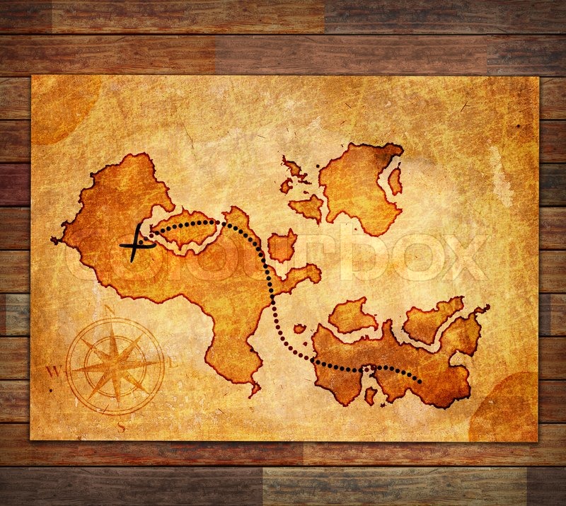 800x715 Old Treasure Map, On A Wood Background Stock Photo Colourbox - Treasure Map Painting