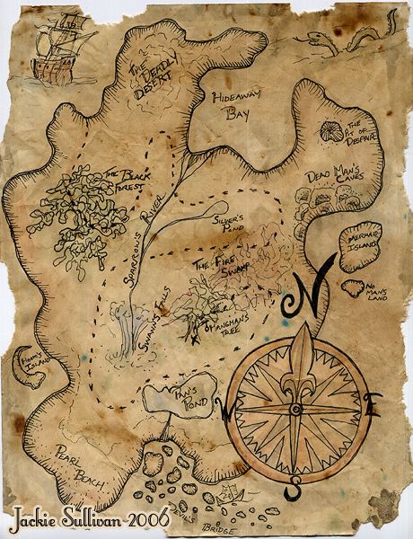 460x600 Treasure Map Project By Jackieocean. Materials Used Plain White - Treasure Map Painting