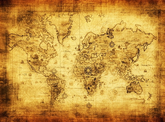 640x472 Vintage Canvas Mappaintings Of Old World, Antique Imitated - Treasure Map Painting