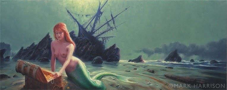 765x305 New Original Mark Harrison The Mermaid's Treasure Sea Pirate - Treasure Painting