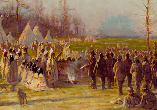 500x351 Treaties Past Indians Of The Midwest - Treaty Of Greenville Painting