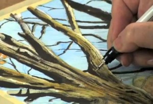 300x205 How To Paint Trees In Watercolor, Pen Amp Ink - Tree Bark Painting